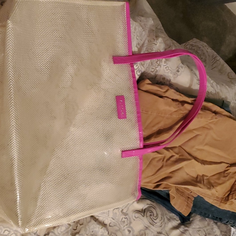 Lancome, clear beach bag